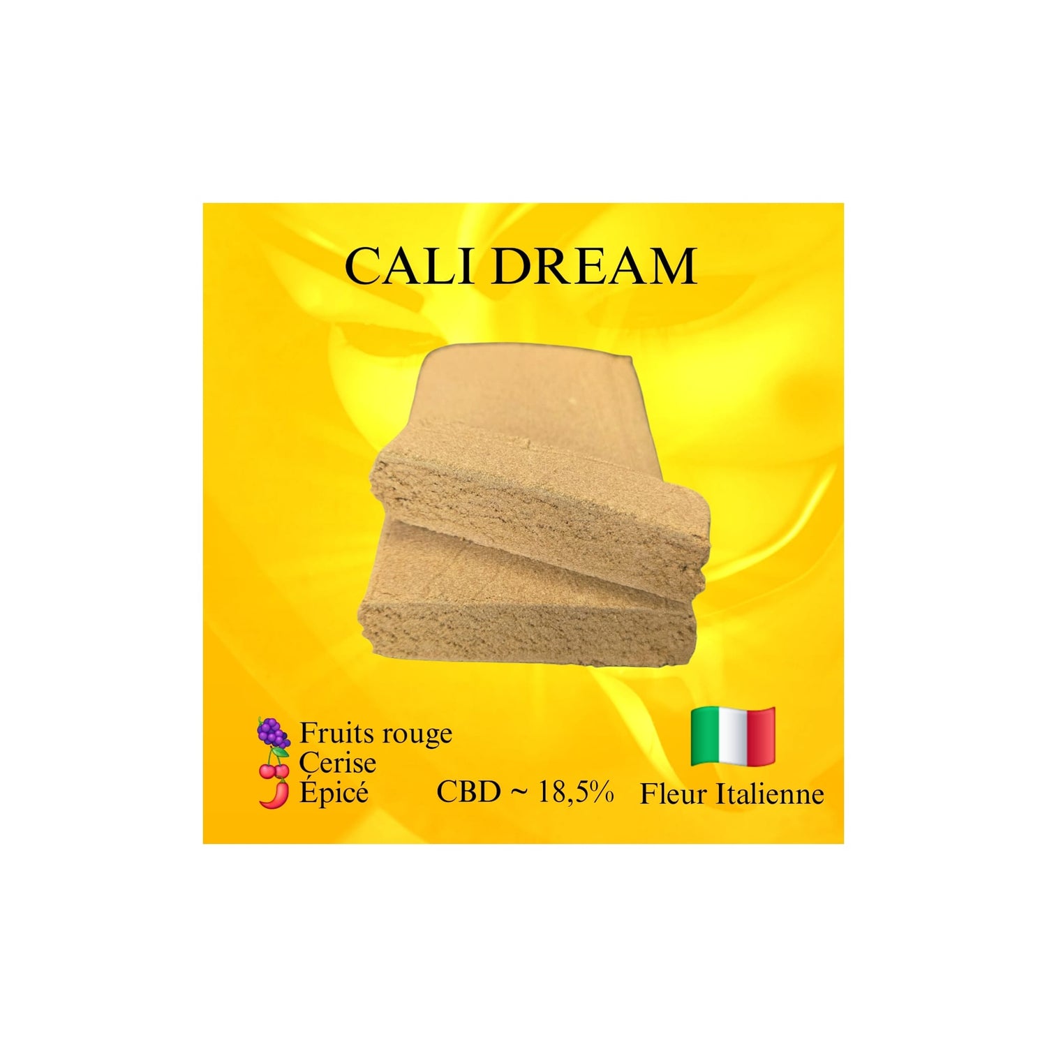 Résine CBD Cali Dream V2 by El Professor x CBD Maker -  saveurs fruits rouges, cerise épicé - 18.5% cbd -  fleurs italiennes