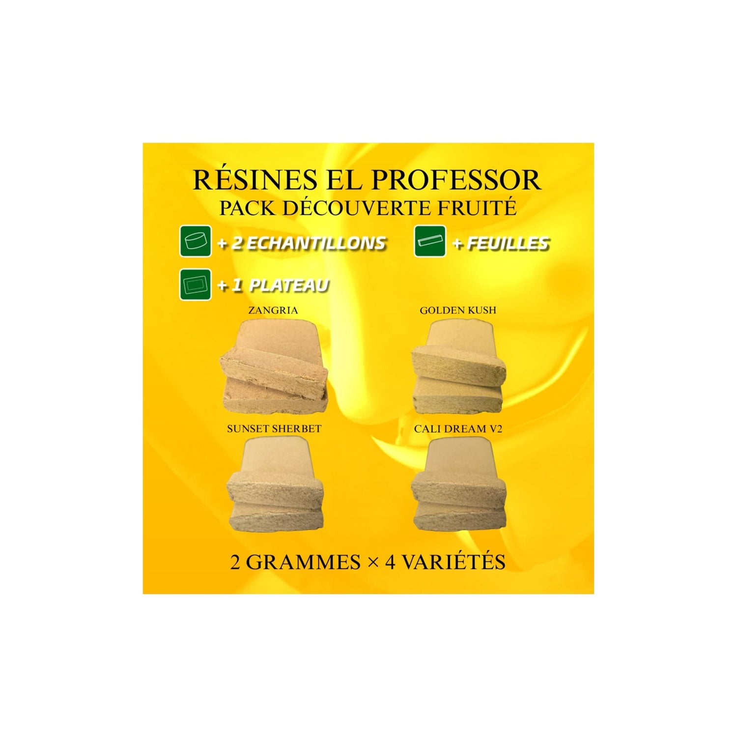 Pack Découverte fruitée - El Professor- Zangria, Sunset Sherbet, Golden Kush et Cali Dream V2 - 4x 2g