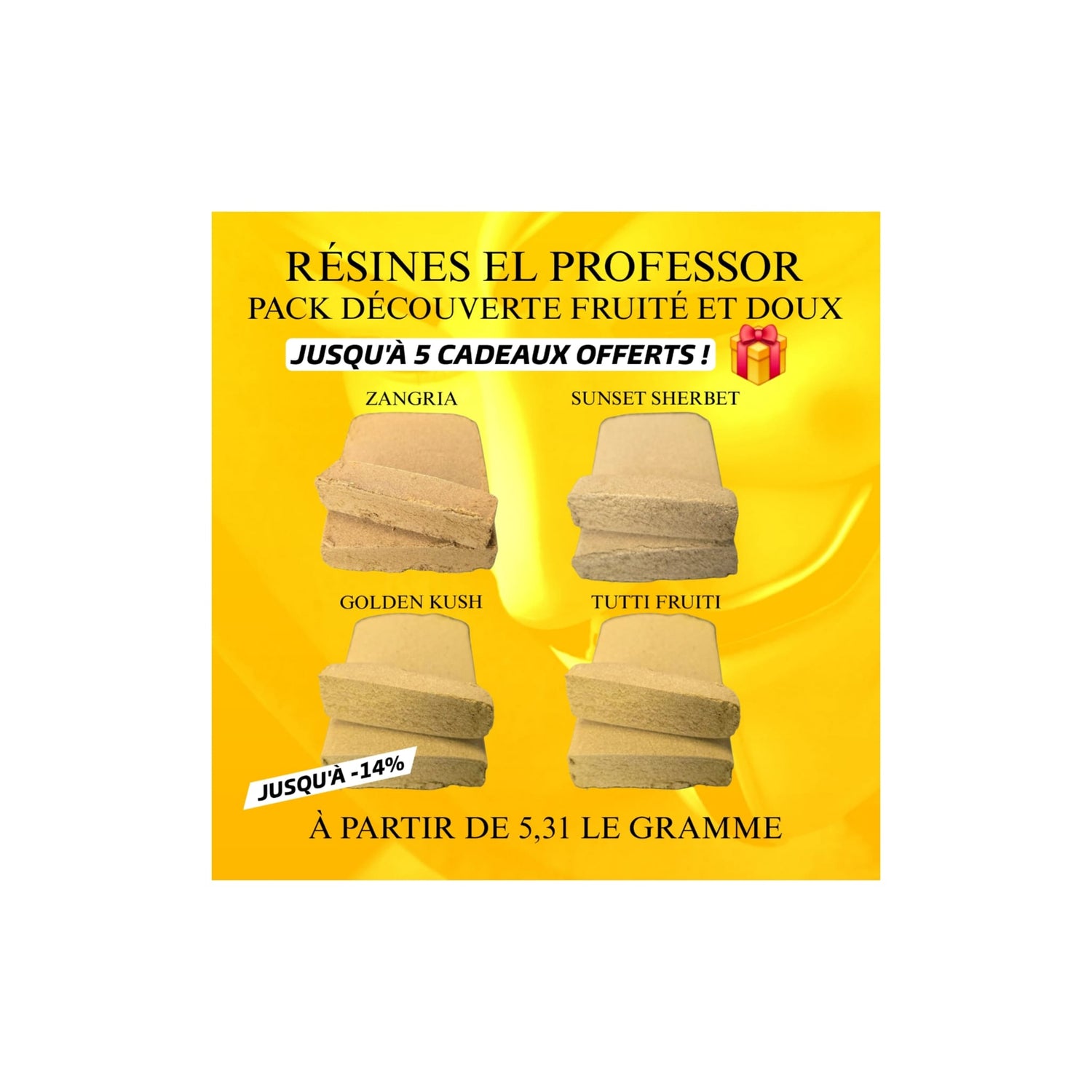Pack Découverte FRuitée et doux - El Professor x CBD Maker - Zangria -Sunset Sherbet - Golden Kush- Tutti Fruiti