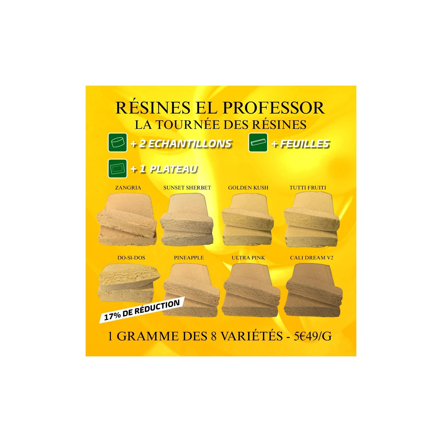 Pack La Tournée des Résines by El Professor x CBD Maker - 8 variétés premium de résine CBD - détails